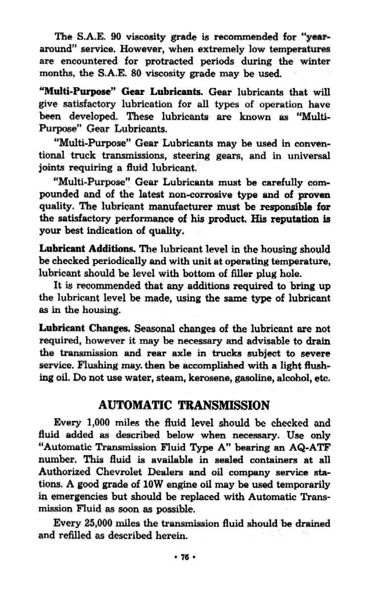 1954 Chevrolet Trucks Operators Manual Page 62